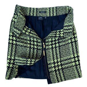 Carlisle Womens 6 Green Black Star Houndstooth Windowpane Plaid Academia Skirt